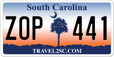 SC license plate ZOP441
