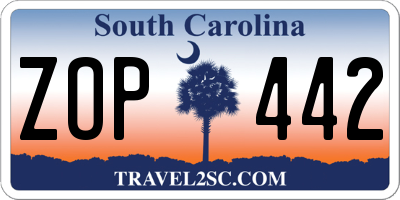 SC license plate ZOP442