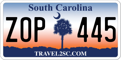 SC license plate ZOP445