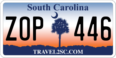 SC license plate ZOP446