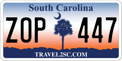 SC license plate ZOP447