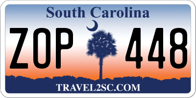 SC license plate ZOP448