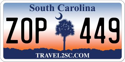 SC license plate ZOP449