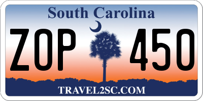 SC license plate ZOP450