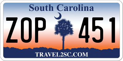 SC license plate ZOP451