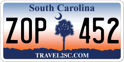 SC license plate ZOP452