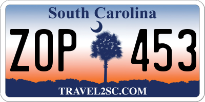 SC license plate ZOP453