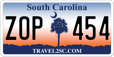 SC license plate ZOP454