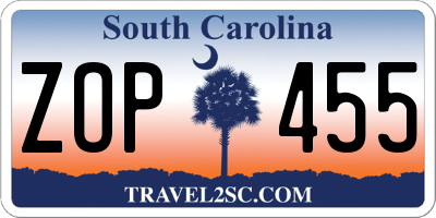 SC license plate ZOP455