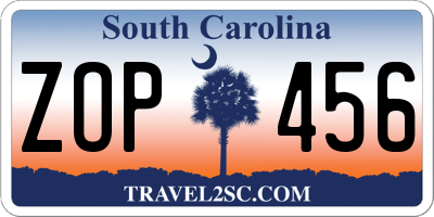 SC license plate ZOP456