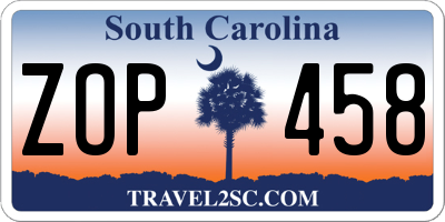 SC license plate ZOP458