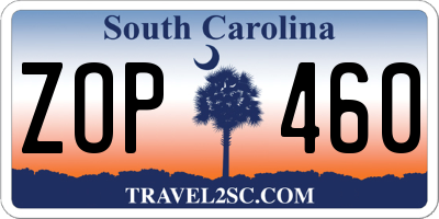 SC license plate ZOP460
