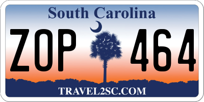 SC license plate ZOP464