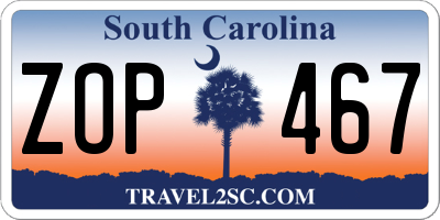 SC license plate ZOP467