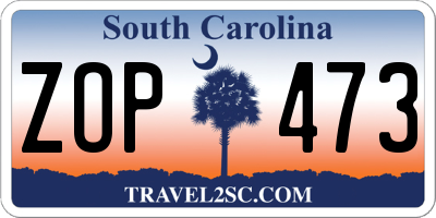 SC license plate ZOP473