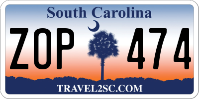 SC license plate ZOP474