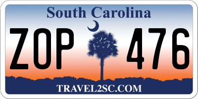 SC license plate ZOP476
