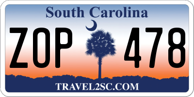 SC license plate ZOP478