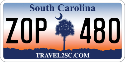 SC license plate ZOP480