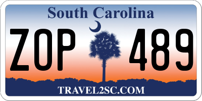 SC license plate ZOP489