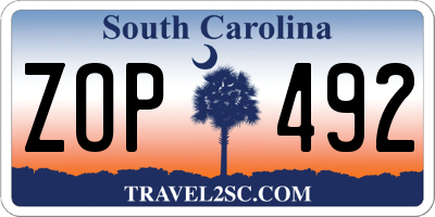 SC license plate ZOP492