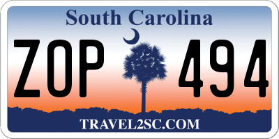 SC license plate ZOP494