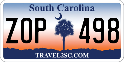 SC license plate ZOP498