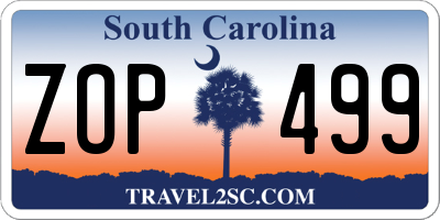 SC license plate ZOP499