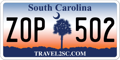 SC license plate ZOP502