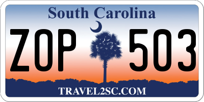 SC license plate ZOP503