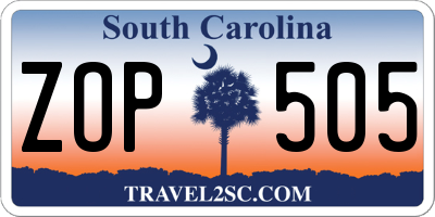 SC license plate ZOP505