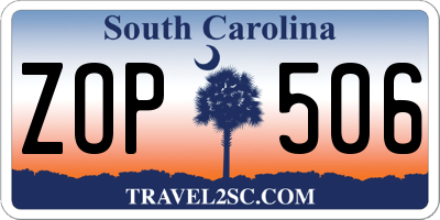 SC license plate ZOP506
