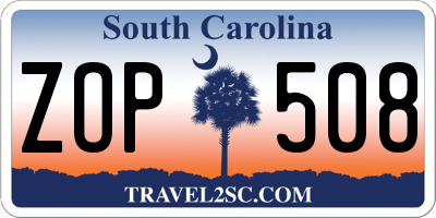 SC license plate ZOP508