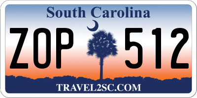 SC license plate ZOP512