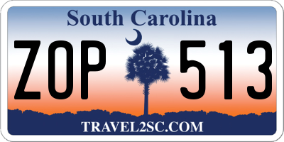 SC license plate ZOP513