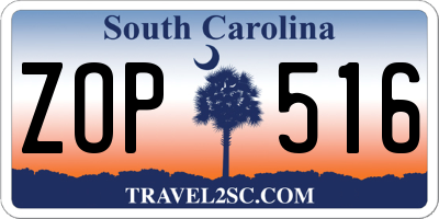 SC license plate ZOP516
