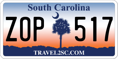 SC license plate ZOP517