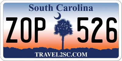SC license plate ZOP526
