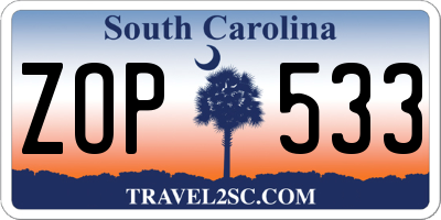 SC license plate ZOP533