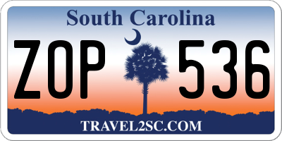 SC license plate ZOP536