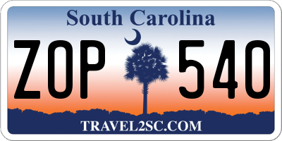 SC license plate ZOP540
