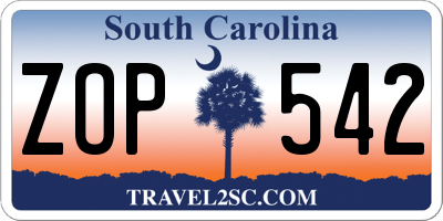 SC license plate ZOP542