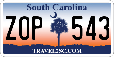 SC license plate ZOP543