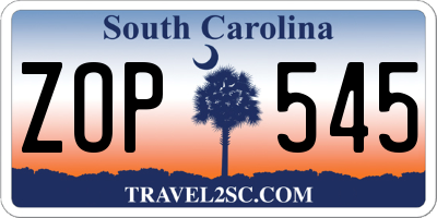 SC license plate ZOP545