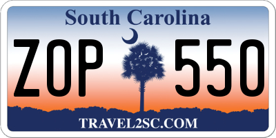 SC license plate ZOP550