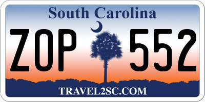 SC license plate ZOP552