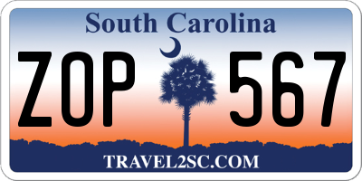 SC license plate ZOP567