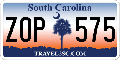 SC license plate ZOP575