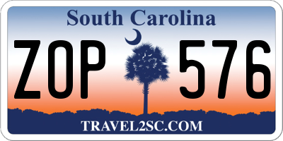 SC license plate ZOP576