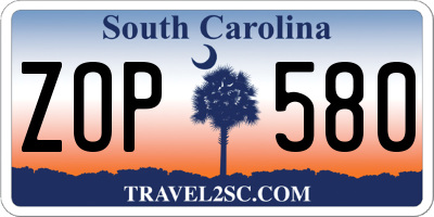 SC license plate ZOP580